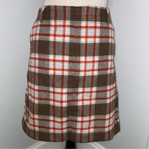 Eddie Bauer wool cashmere brown & orange plaid skirt size 6